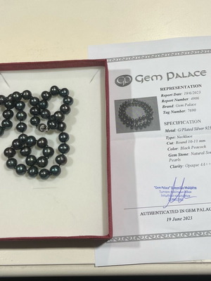 South Sea Black Peacock Necklace new with natural pearls