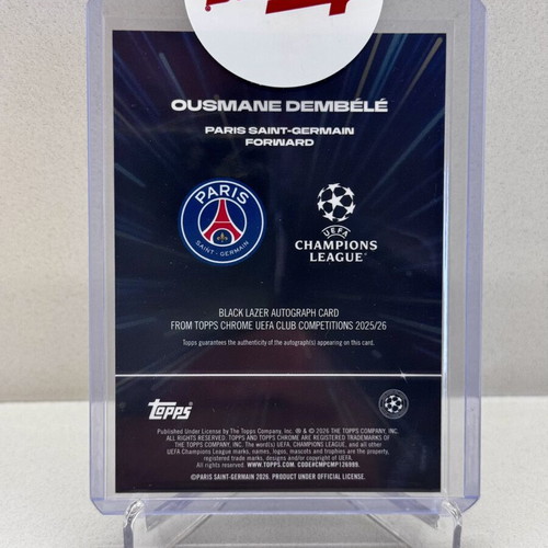 Ousmane Dembele 2025-26 Topps Chrome UEFA Black Lazer Auto PSG card new