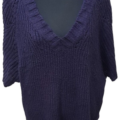 Vintage Piment Rouge Paris women's oversized wool sweater with short sleeves, used