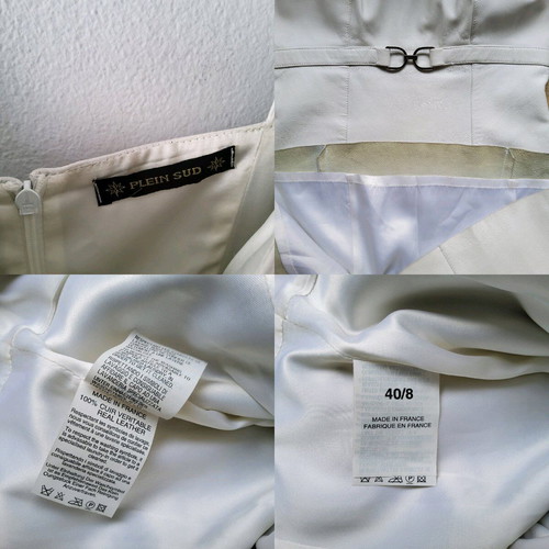 Plein Sud vintage 90s y2k soft grunge preppy buckle leather mini dress like new, white, size M