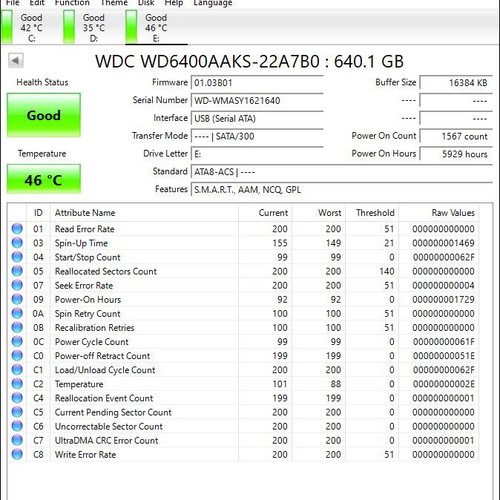 Western Digital Caviar Blue 640GB WD6400AAKS 3.5" HDD 7200RPM SATA II