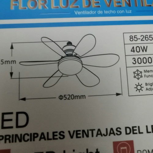 Modern ceiling fan E27 Φ52cm with light and remote 40W new