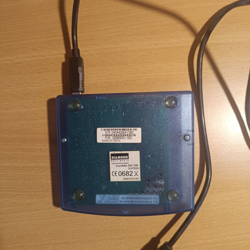 Diamond SupraMax 56K USB external modem used, retro style