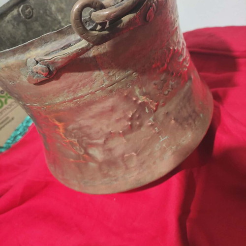 Copper cauldron used, large, hand-forged