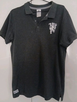 Manchester United Polo Shirt grey Medium like new Adidas 2021