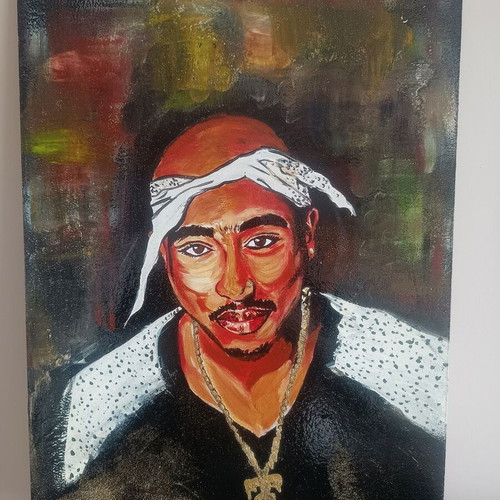 2 Pac - Tupac Shakur 3 painting new, oil on plywood