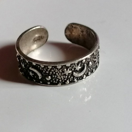 925 Silver Toe Ring with Moons and Stars new