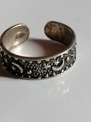 925 Silver Toe Ring with Moons and Stars new