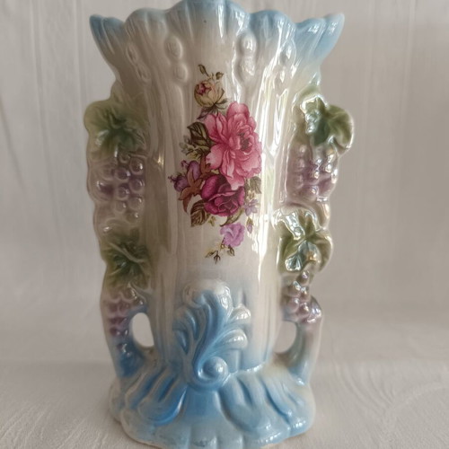 Vintage wedding ceramic vase with iridescent finish like new