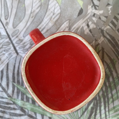 Nescafé vintage red ceramic mug with white Christmas design, like new