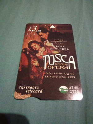 Cyprus Tosca dummy telecard new without chip and code