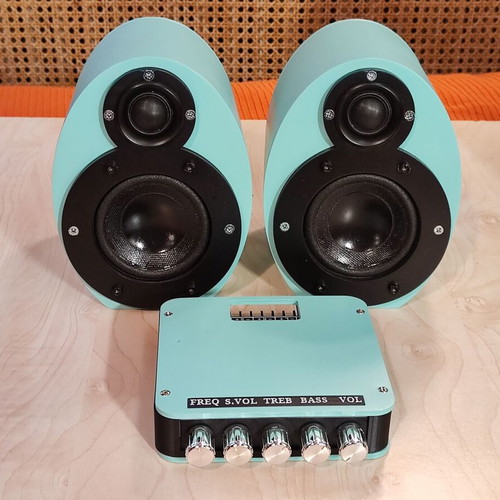 Handmade 2.1 Computer Speakers with Bluetooth Amplifier 100W RMS Like New