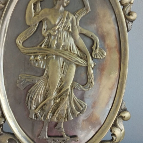 Brass Door Crest with Goddess Aphrodite, like new, 1910s