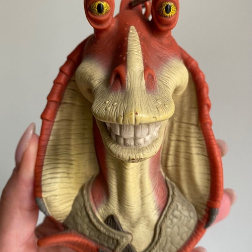 Vintage Star Wars Jar Jar Binks coin purse used, 1999 Applause