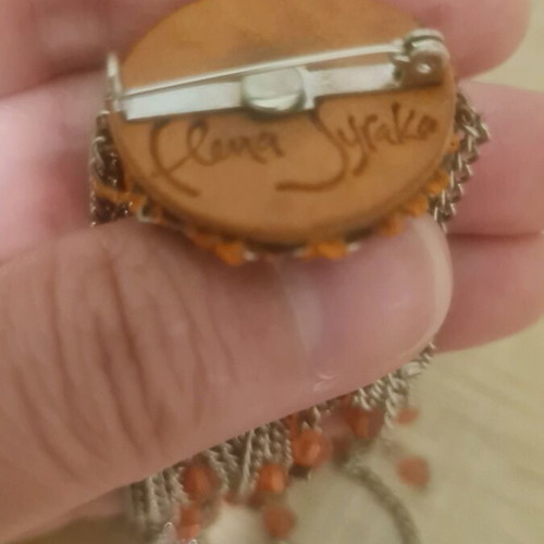 Καρφίτσα Elena Syraka με Swarovski like new, ροζ και ασημί