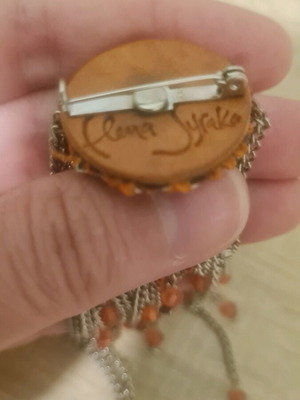 Καρφίτσα Elena Syraka με Swarovski like new, ροζ και ασημί