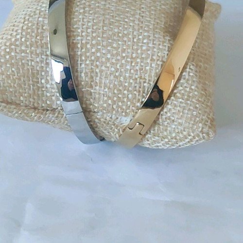 Steel handcuff bracelet new, gold and silver colors