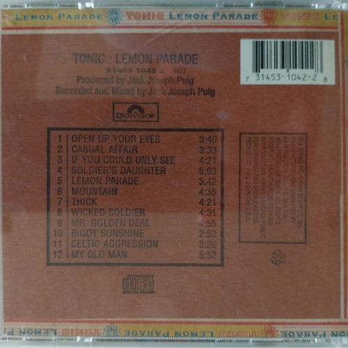 Tonic Lemon Parade CD like new, rock