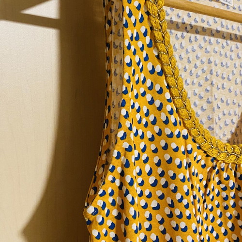 Sfera Yellow Polka Dot Sleeveless Cotton Blouse New
