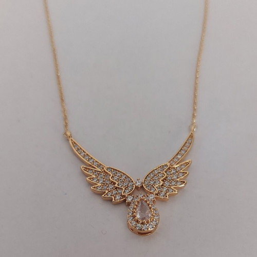 Necklace angel wings gold color, new, stainless steel