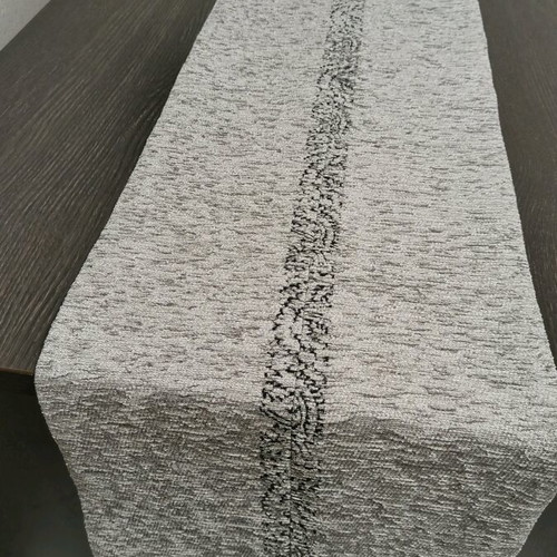 Table runner chenille gray and black new