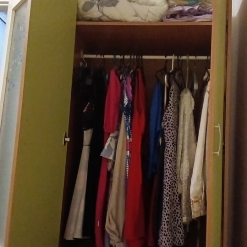 Double-door wardrobe with two shelves
