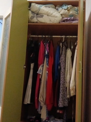 Double-door wardrobe with two shelves