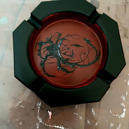 Handmade tribal spider ashtray made to order, hand-painted plaster