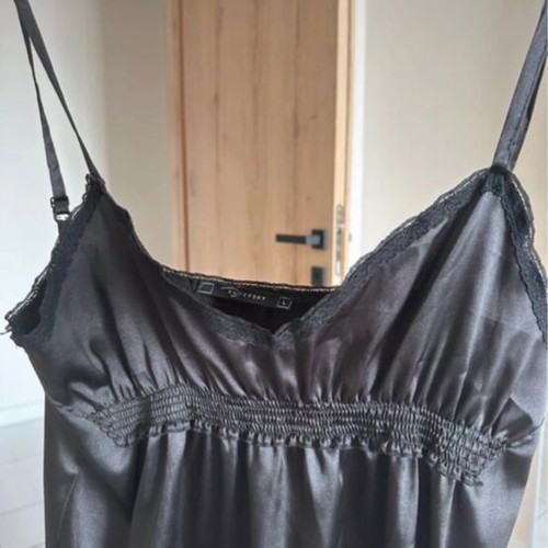 Raxevsky black satin blouse like new, size L