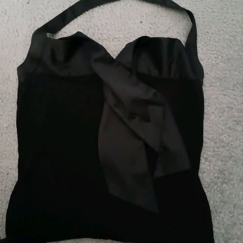 Mango black top like new with satin texture s-m