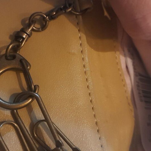 Mango beige key wallet with coin pocket and bronze details