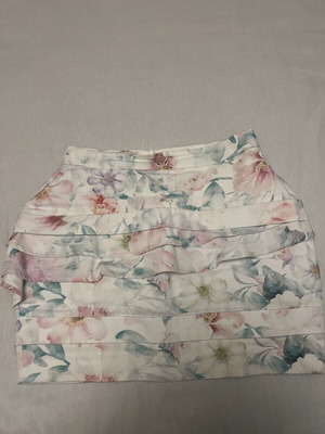 Φούστα denim floral M Vassia Kostara καινούργιο, άσπρο πολύχρωμο