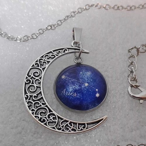Pendant Aries Constellation with Crescent Moon like new