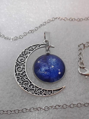 Pendant Aries Constellation with Crescent Moon like new