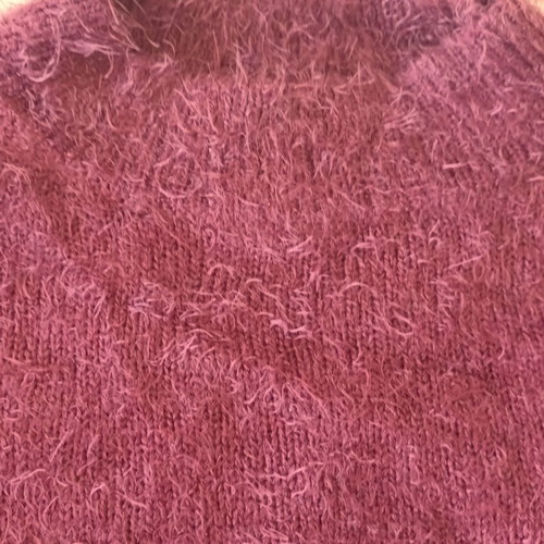 Stradivarius women's burgundy fuzzy crop sweater, size S