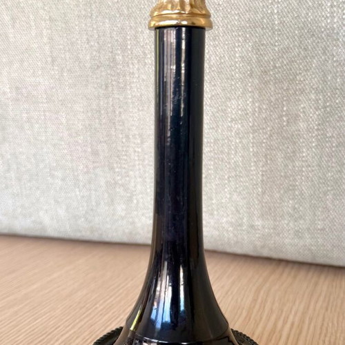 High Aesthetic Black/Gold Candlestick 20cm New