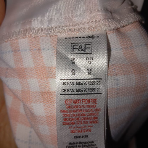 F&F Summer Culotte XL White-Orange Checked Like New