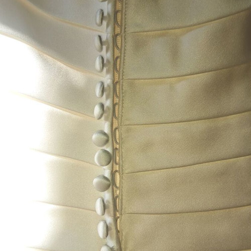 Demetrios wedding dress like new, ivory satin, off-shoulder, size S