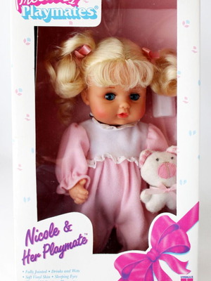 Vintage 80's Precious Playmates Κούκλα Nicole Ροζ και Playmate Unimax Καινούργια