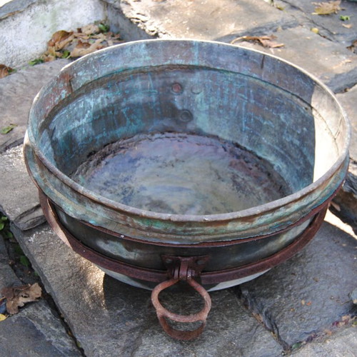 Monastic copper cauldron over 200 years old used