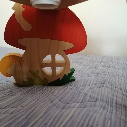 Gabeliz wooden mushroom house lamp for children's room