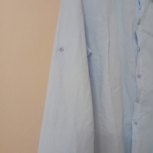 Men's shirt with stand-up collar, blue, XL