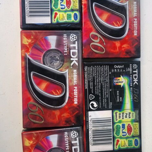 TDK D60 cassettes new, pack of 5