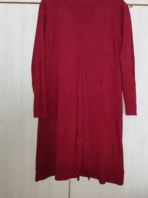 Chic knitted long-sleeve dress A-line, like new, burgundy red