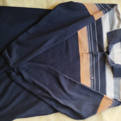 Set of 3 long-sleeve polo shirts size M like new, blue and grey