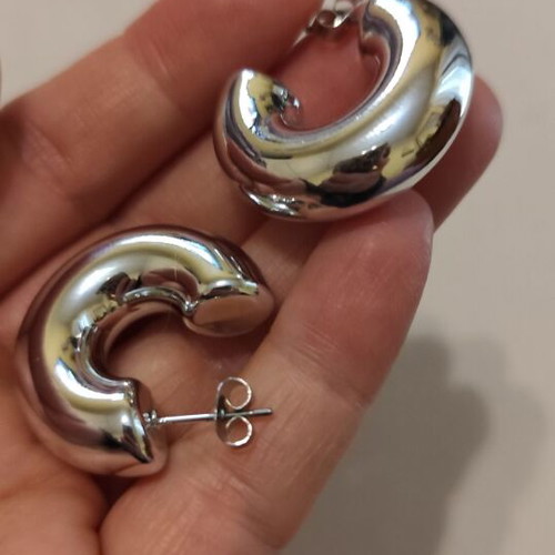 Earrings silver hoop made of stainless steel new