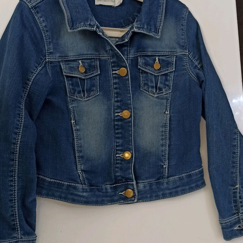 Set of 3 pieces denim skirt Mothercare, denim jacket Orchestra and thin knitted cardigan logg like new