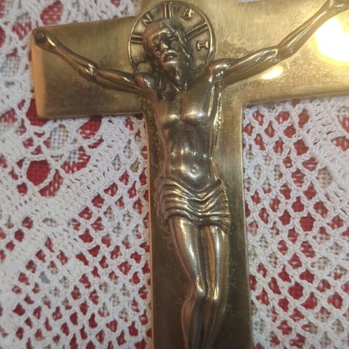 Heavy Wall-Mounted Bronze Cross like new with Christ's Body