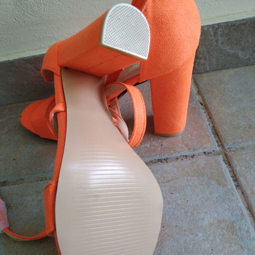 Fluorescent orange sandals new, size 38