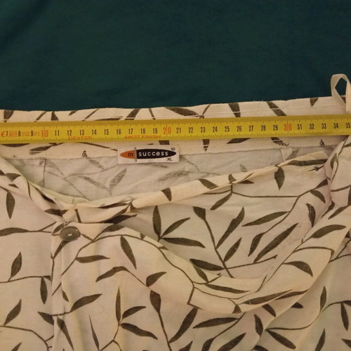 Maxi skirt summer used, cotton wrap crossover XL, white with olive leaf print